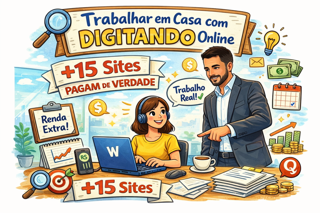 Homem ensinando como trabalhar digitando online e ganhar renda extra pela internet